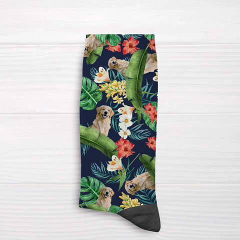 Personalized Socks With Dog Or Cat - Tropical Pet - Featured Image